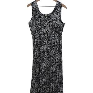 Koret Small Black White Floral Midi Dress Button Front